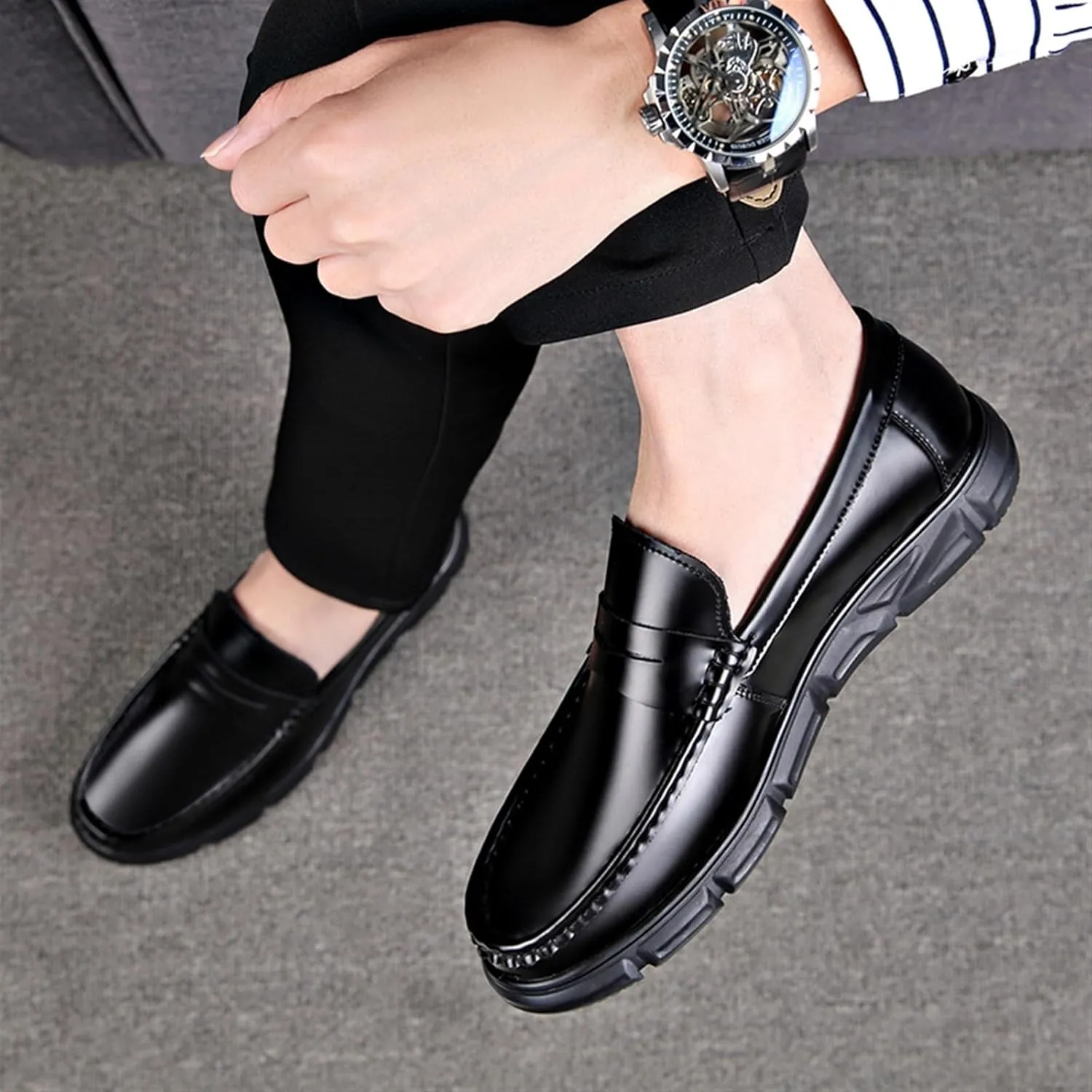 Dress Shoes for Men Men's Casual Split Leather Loafers Soft Quality Leather Shoes for Comfort and Style