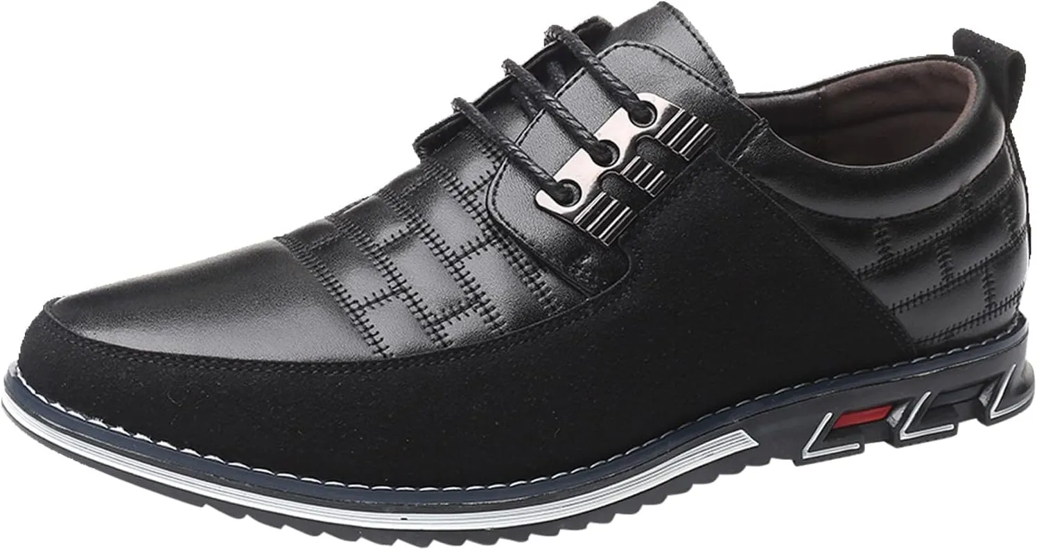 Fashion Style Men's Breathable Comfortable Business Lace Up Leisure Solid Color Leather Shoes Fancy Dress Men Shoes (Black, 13)