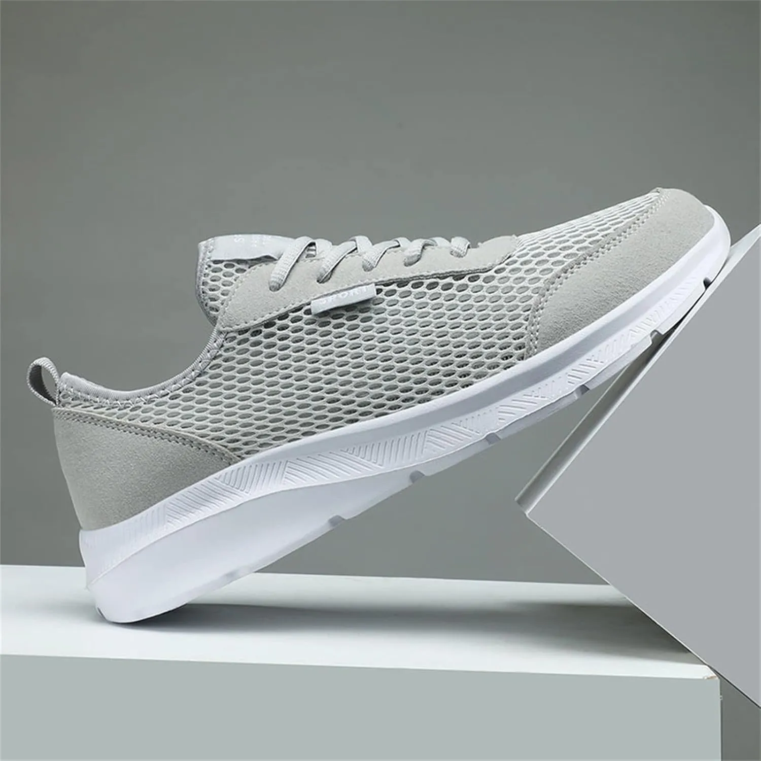 Fashion Summer Men Breathable Mesh Lightweight Comfortable Casual Shoes Mens Suede Classic Sneaker, 8