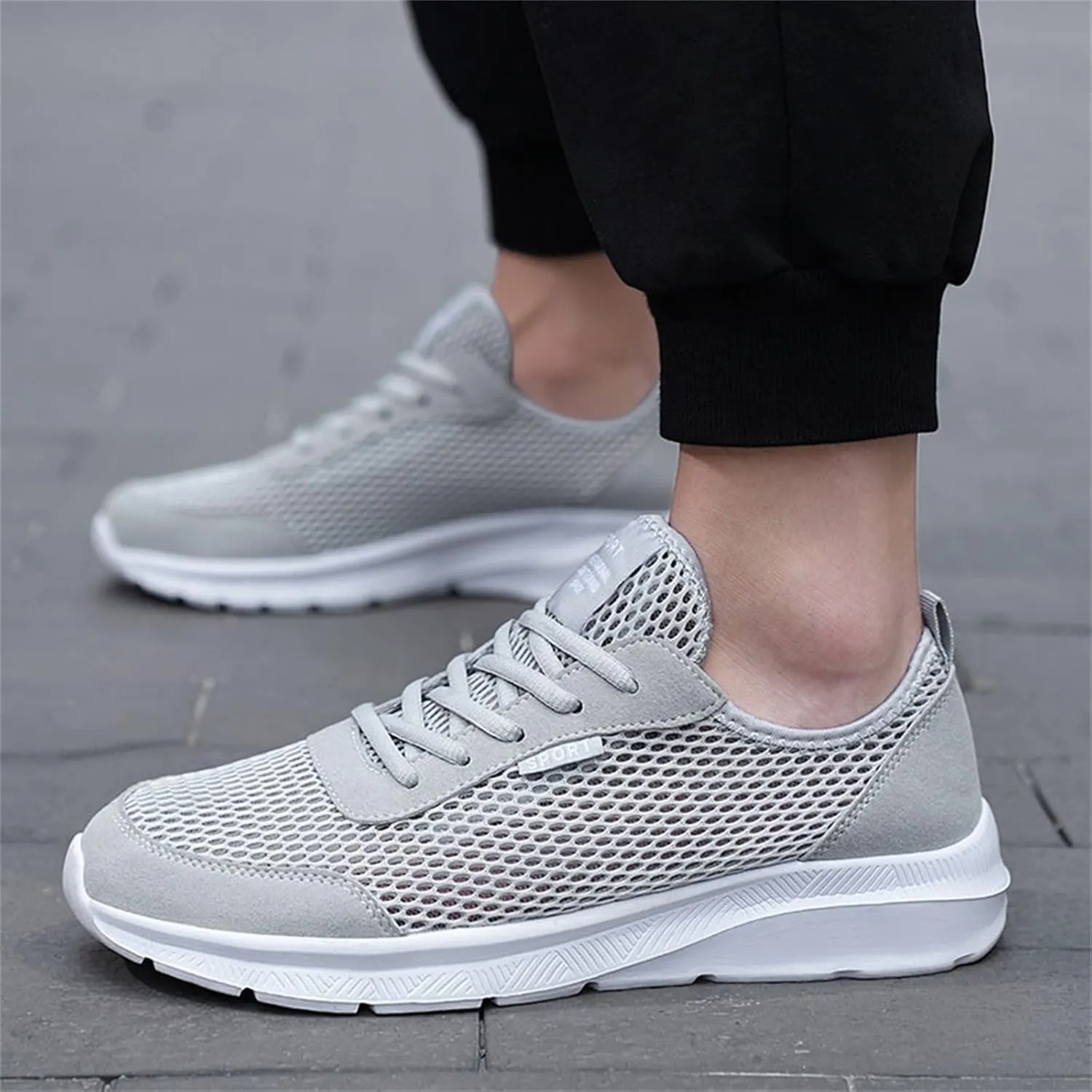 Fashion Summer Men Breathable Mesh Lightweight Comfortable Casual Shoes Mens Suede Classic Sneaker, 8