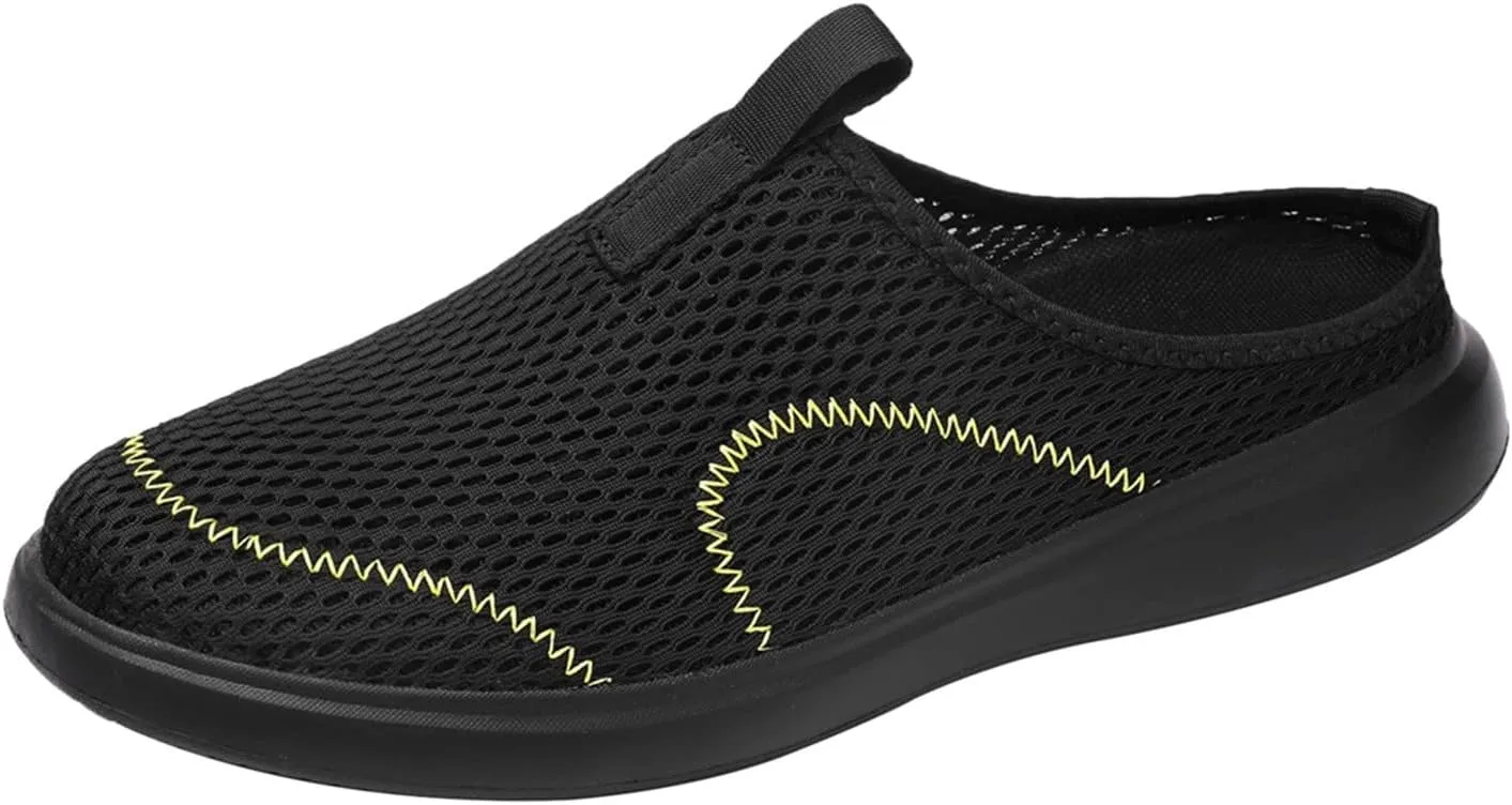 Fashion Summer Men Breathable Mesh Lightweight Comfortable Casual Shoes Tops Mens Sneaker (Black, 8.5)