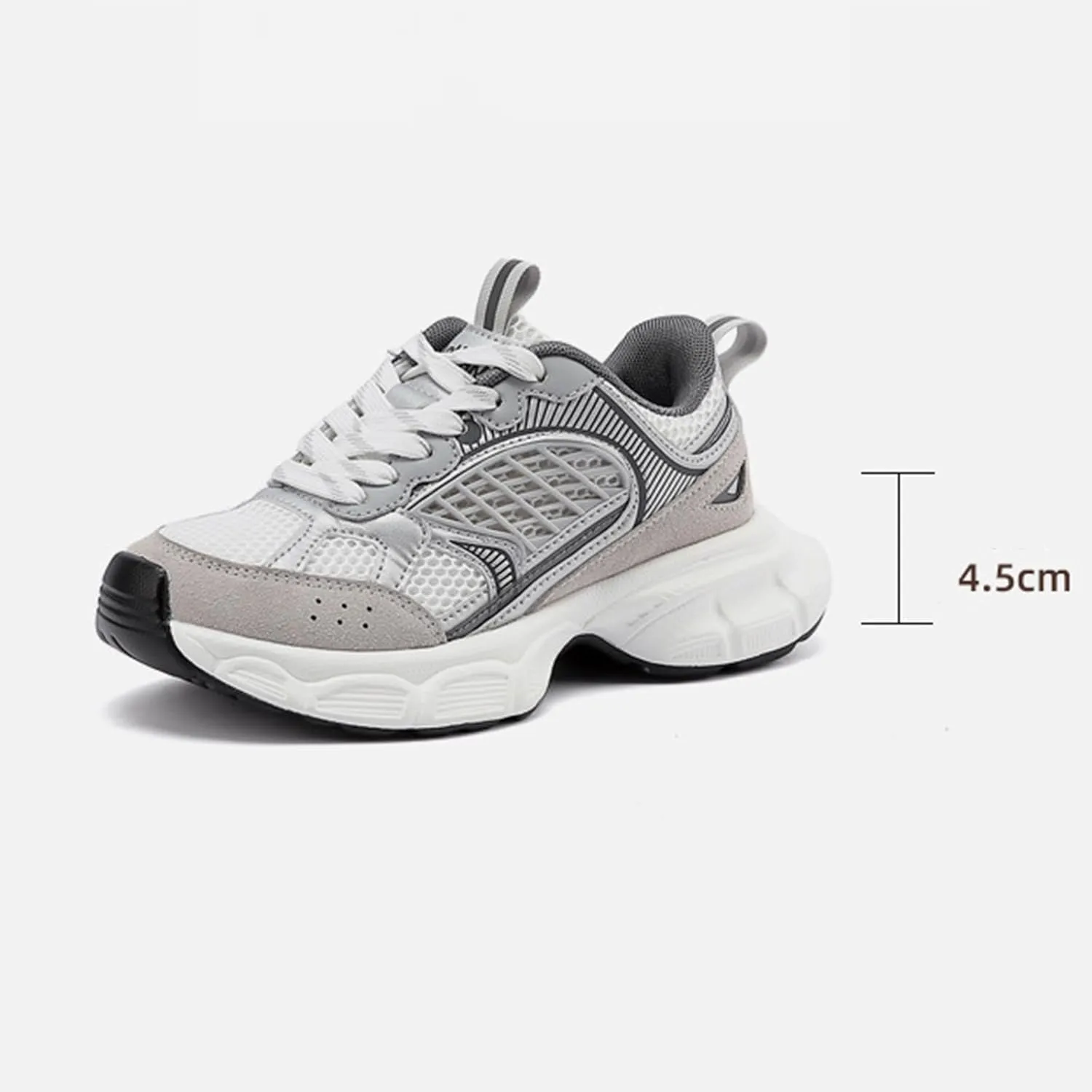Fashion Women's Platform Trainers Lace-up Mesh Sneakers, Casual and Breathable Lightweight Autumn Shoes, Black, Perfect for Couples,Black-39