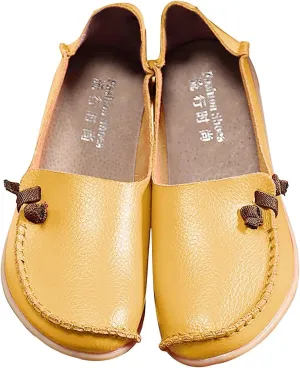Flats Shoes Women Dressy Comfortable Work Loafers Shoes Wide Width Lightweight Soft Leather Moccasins Cute Walk Flats