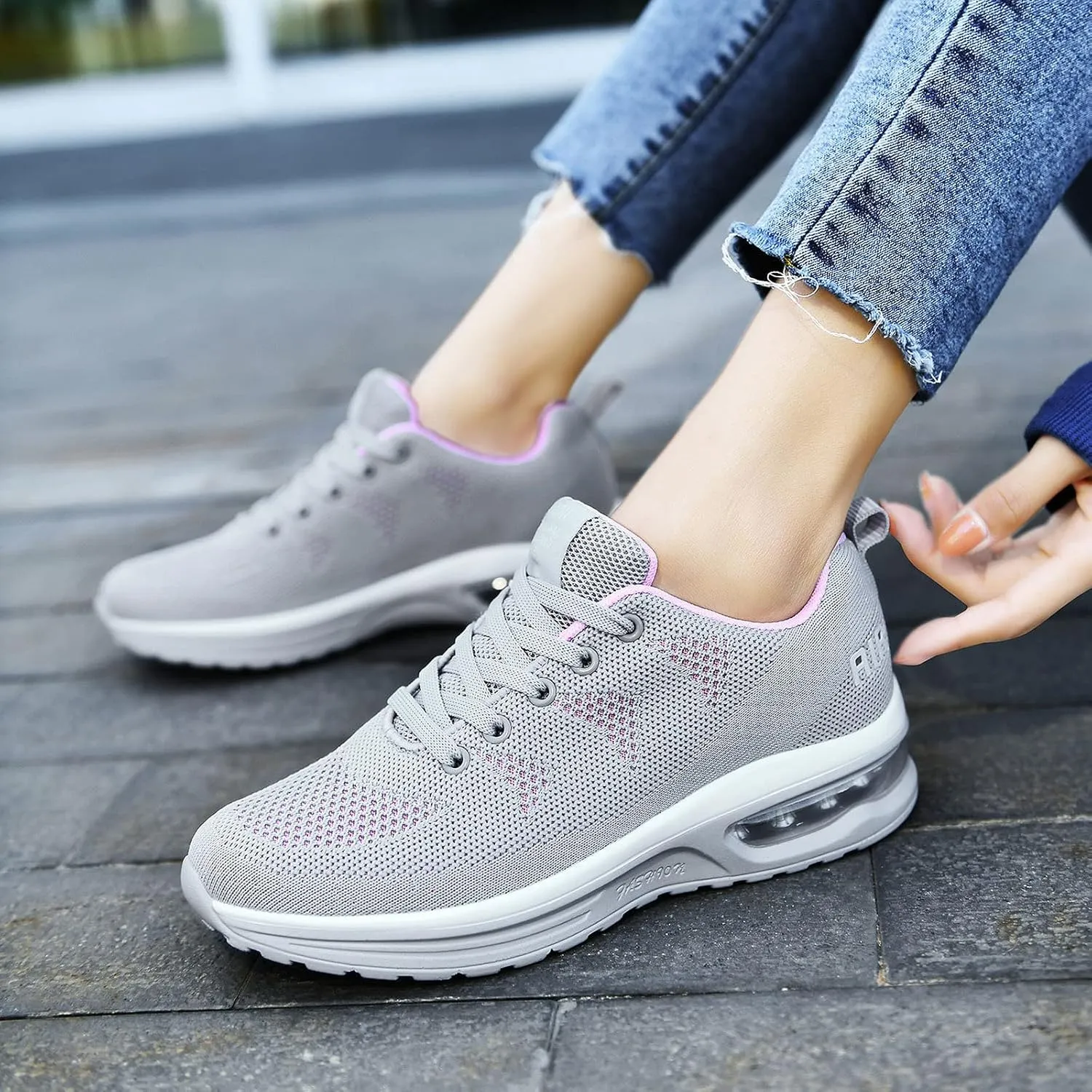 FLIOZY Womens Running Shoes Air Cushion Lightweight Sneakers Lace up Walking Tennis Shoes for Women