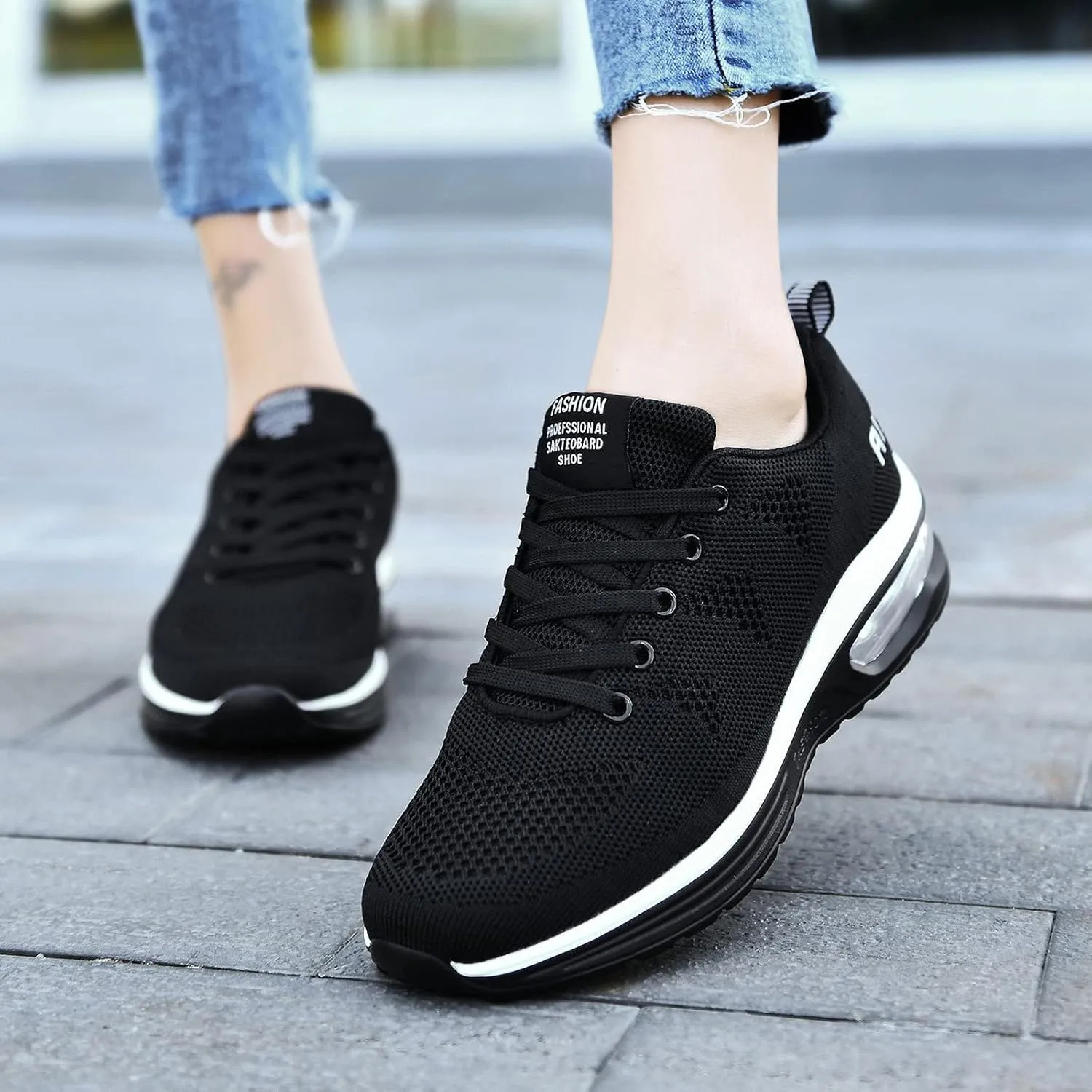 FLIOZY Womens Running Shoes Air Cushion Lightweight Sneakers Lace up Walking Tennis Shoes for Women