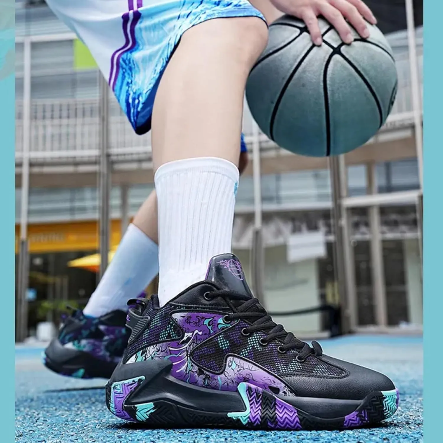 FOTN Womens Fashion High Top Lace Up Basketball Shoes Comfortable Breathable Non Slip Work Sport Athletic Running Tennis Shoes Walking Sneakers