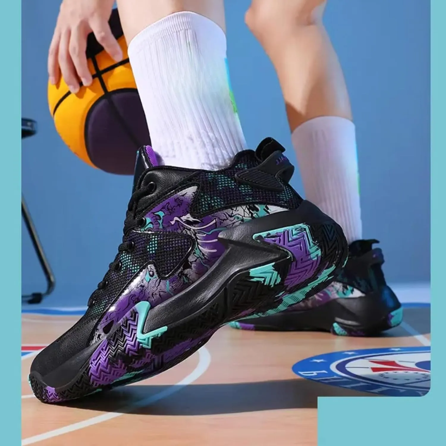 FOTN Womens Fashion High Top Lace Up Basketball Shoes Comfortable Breathable Non Slip Work Sport Athletic Running Tennis Shoes Walking Sneakers