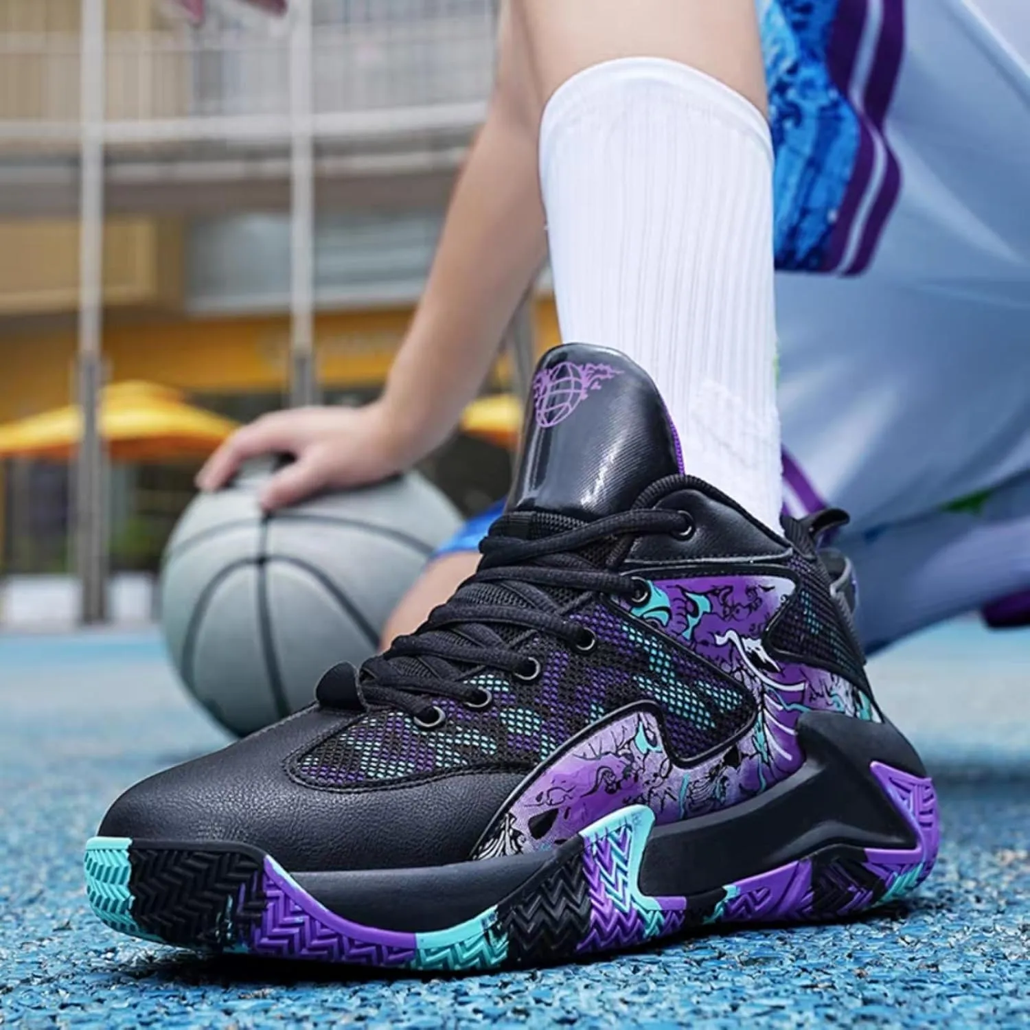 FOTN Womens Fashion High Top Lace Up Basketball Shoes Comfortable Breathable Non Slip Work Sport Athletic Running Tennis Shoes Walking Sneakers