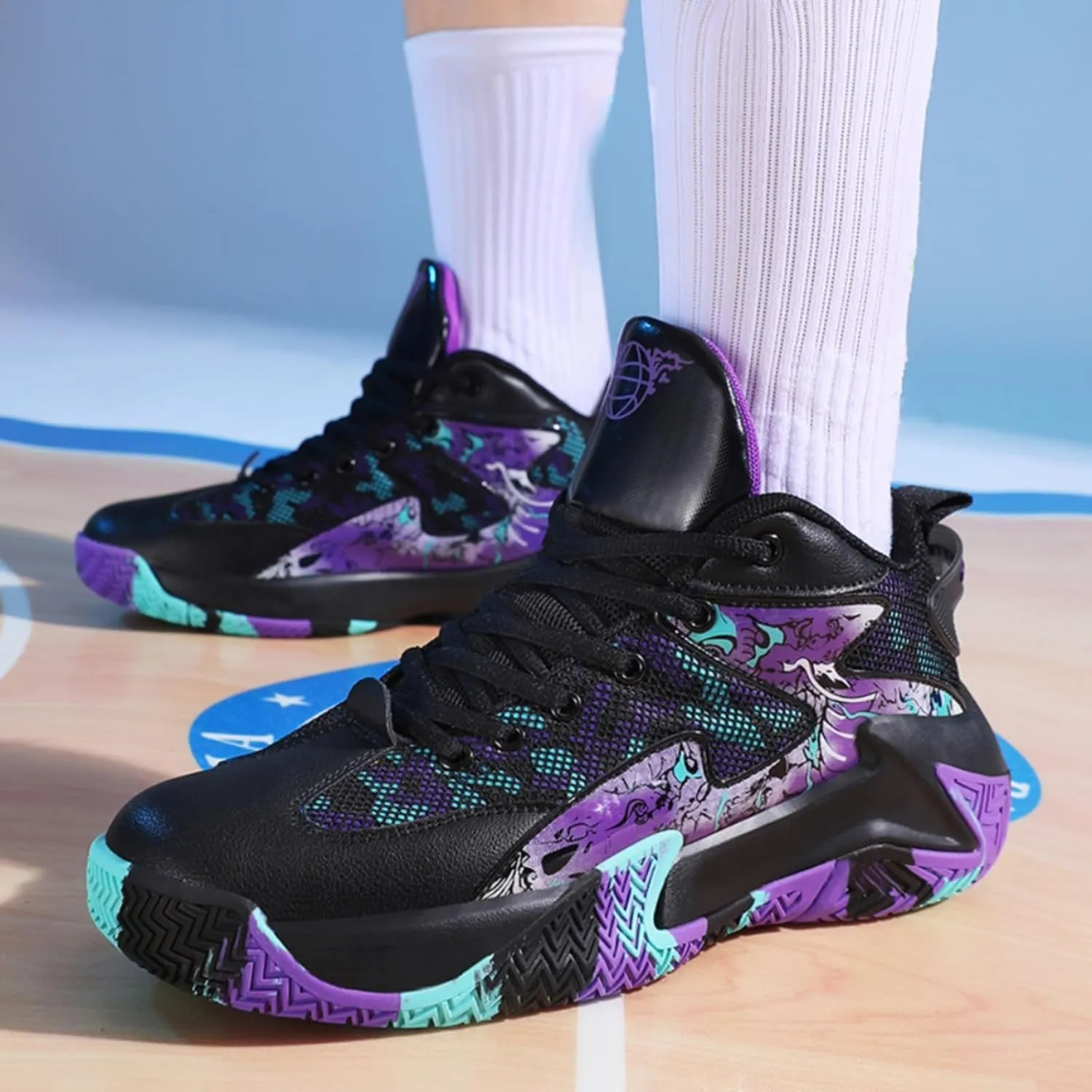 FOTN Womens Fashion High Top Lace Up Basketball Shoes Comfortable Breathable Non Slip Work Sport Athletic Running Tennis Shoes Walking Sneakers