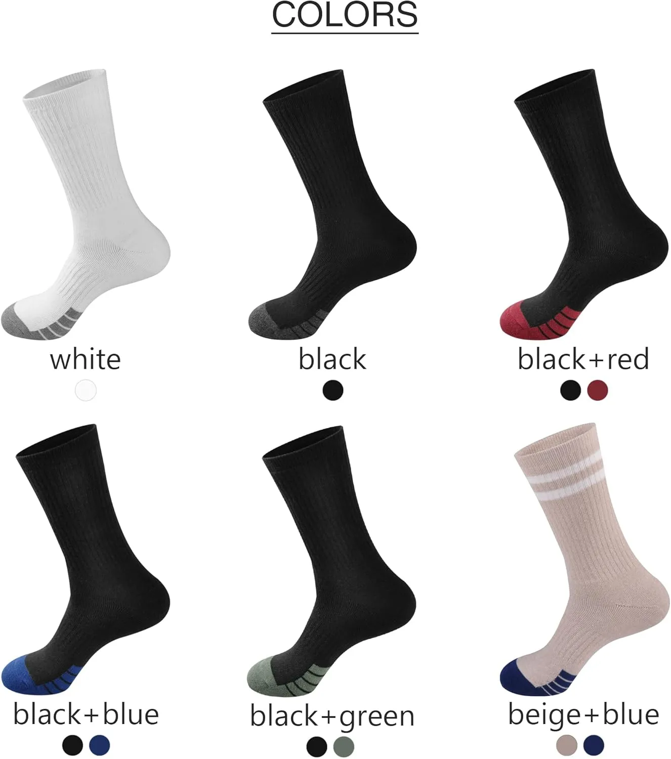 GKX Men's Cotton Athletic Socks – Moisture-Wicking, Cushioned Crew Socks for Work Boots, Sports & Outdoor – Heavy Duty