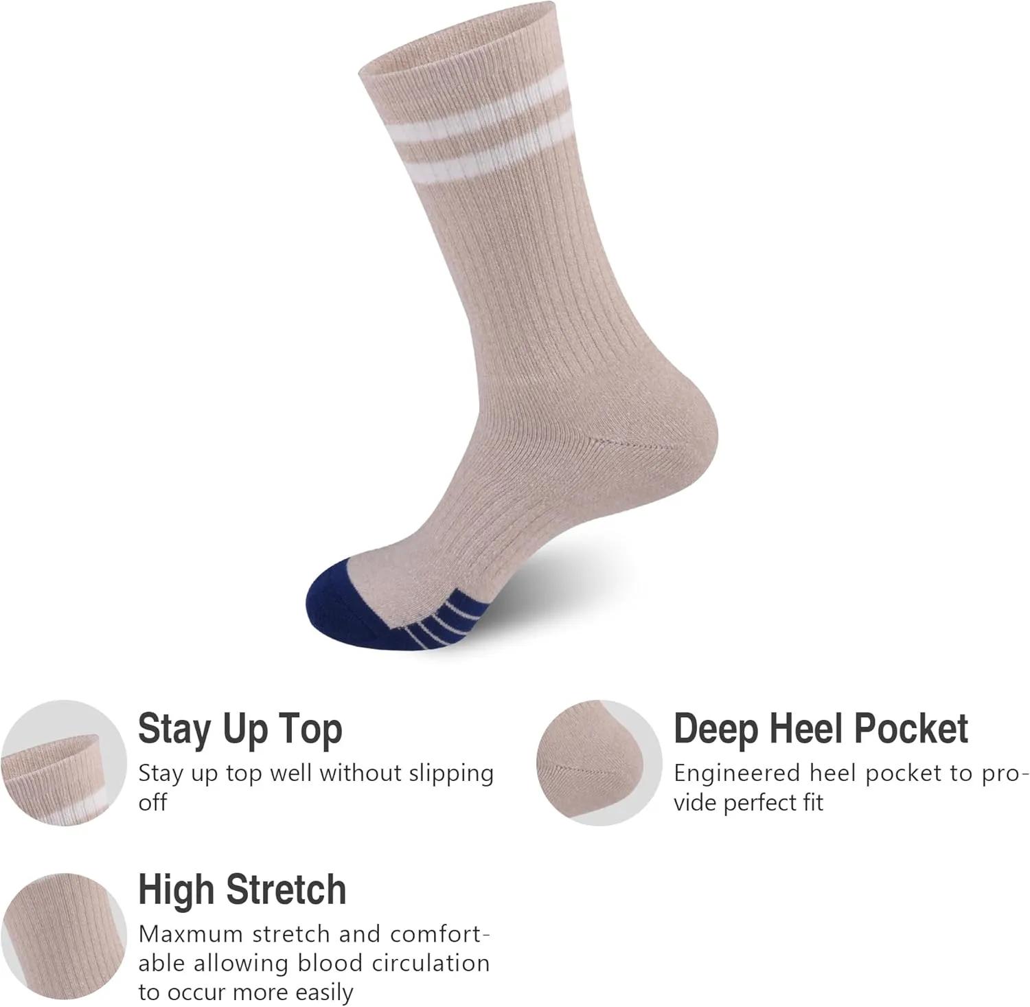 GKX Men's Cotton Athletic Socks – Moisture-Wicking, Cushioned Crew Socks for Work Boots, Sports & Outdoor – Heavy Duty