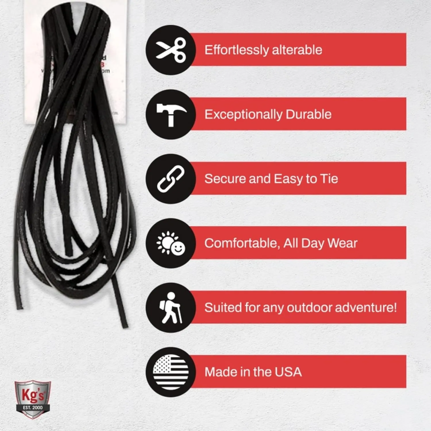 Kg's Genuine Leather Laces – 100% Genuine Leather Shoe Laces for Adults, Leather Boot Laces are Tough & Long-Lasting