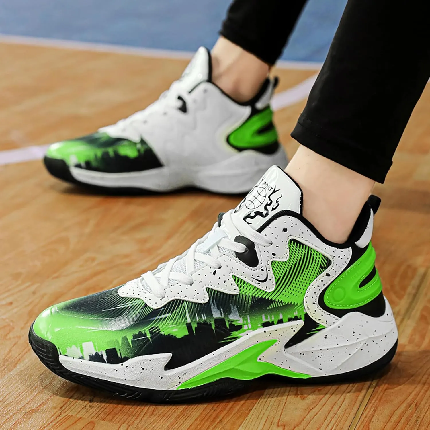 Kids Basketball Shoes Boys High-top Sports Shoes Sneakers Durable Lace-up Non-Slip Girls Running Shoes