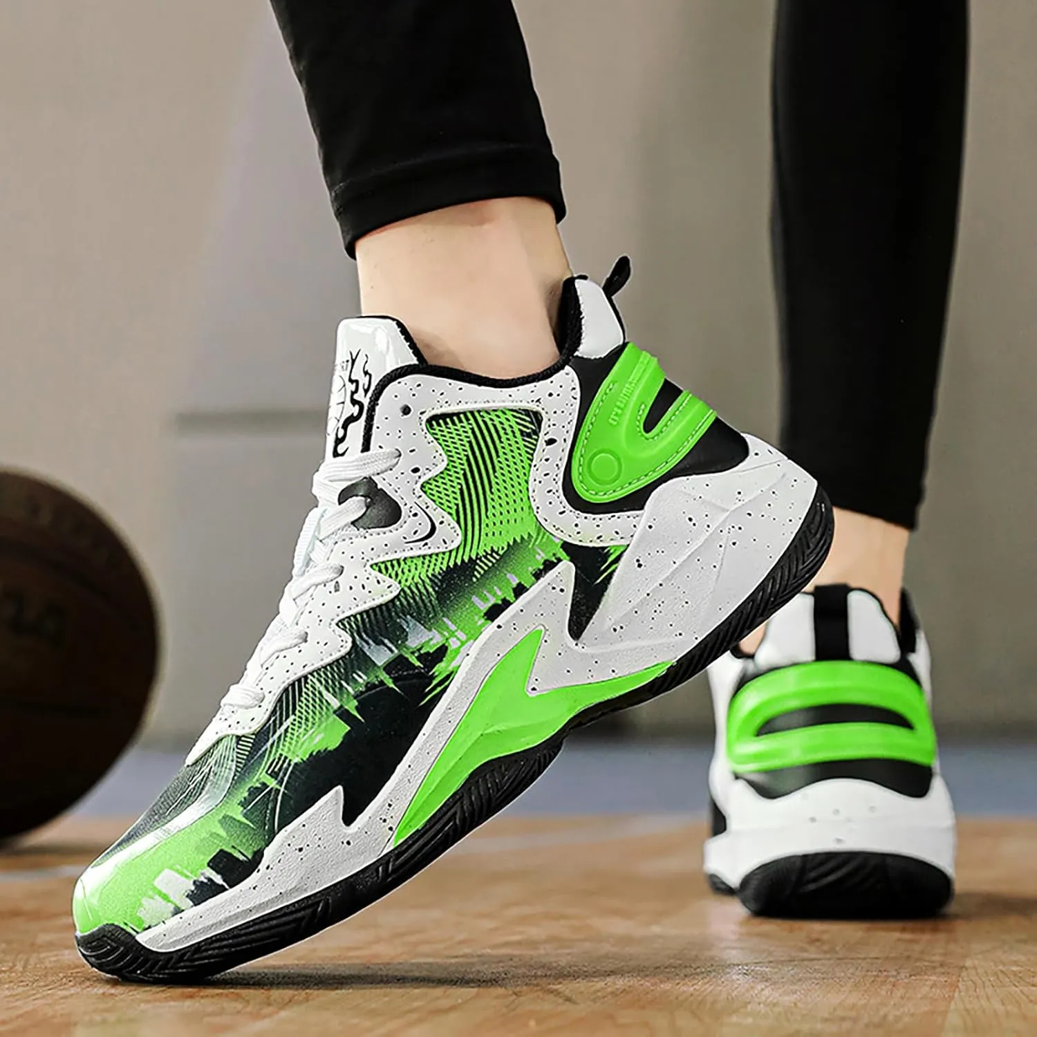 Kids Basketball Shoes Boys High-top Sports Shoes Sneakers Durable Lace-up Non-Slip Girls Running Shoes