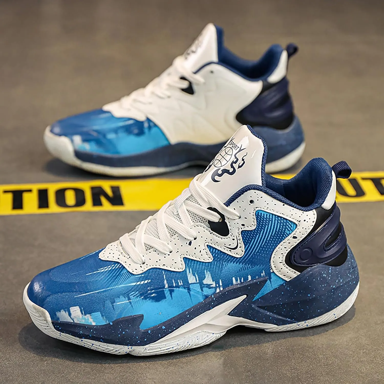 Kids Basketball Shoes Boys High-top Sports Shoes Sneakers Durable Lace-up Non-Slip Girls Running Shoes