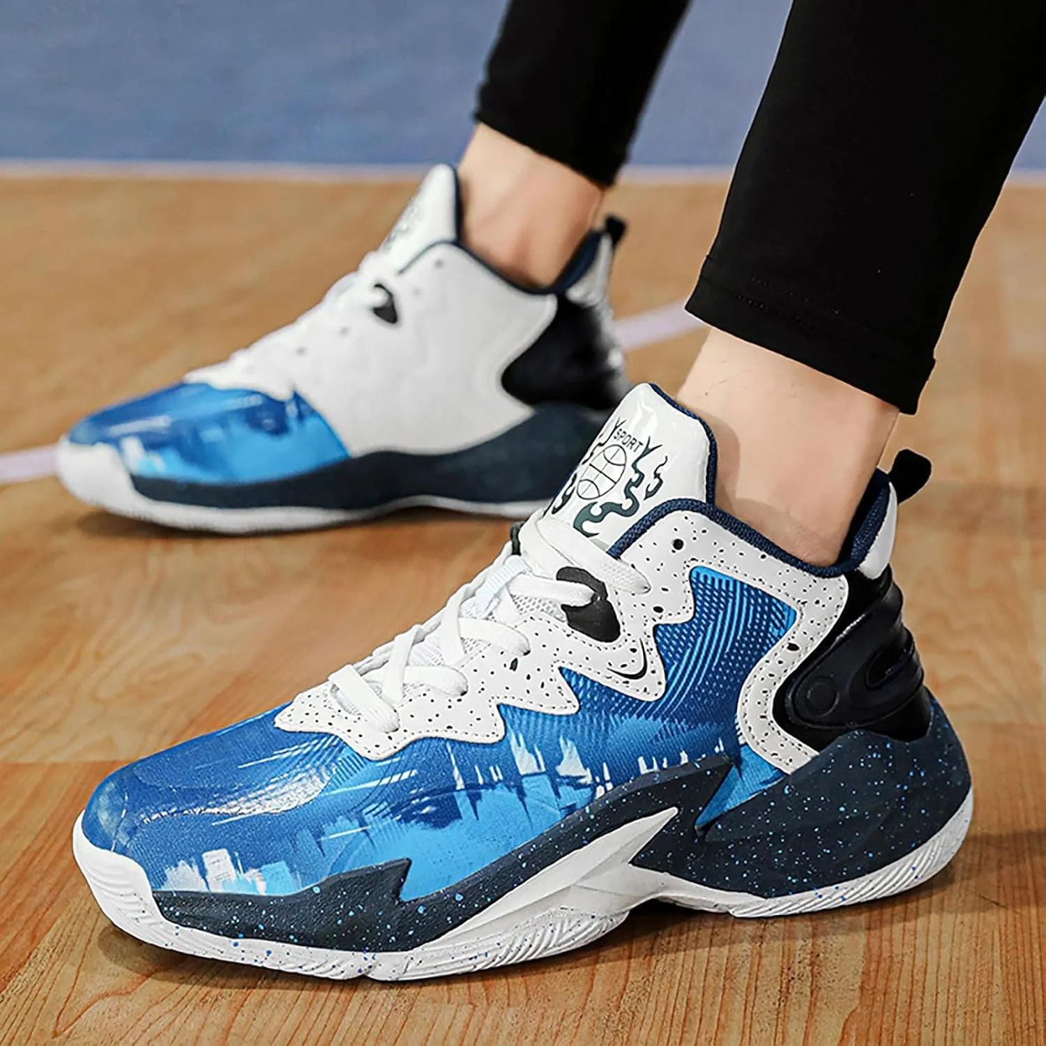 Kids Basketball Shoes Boys High-top Sports Shoes Sneakers Durable Lace-up Non-Slip Girls Running Shoes