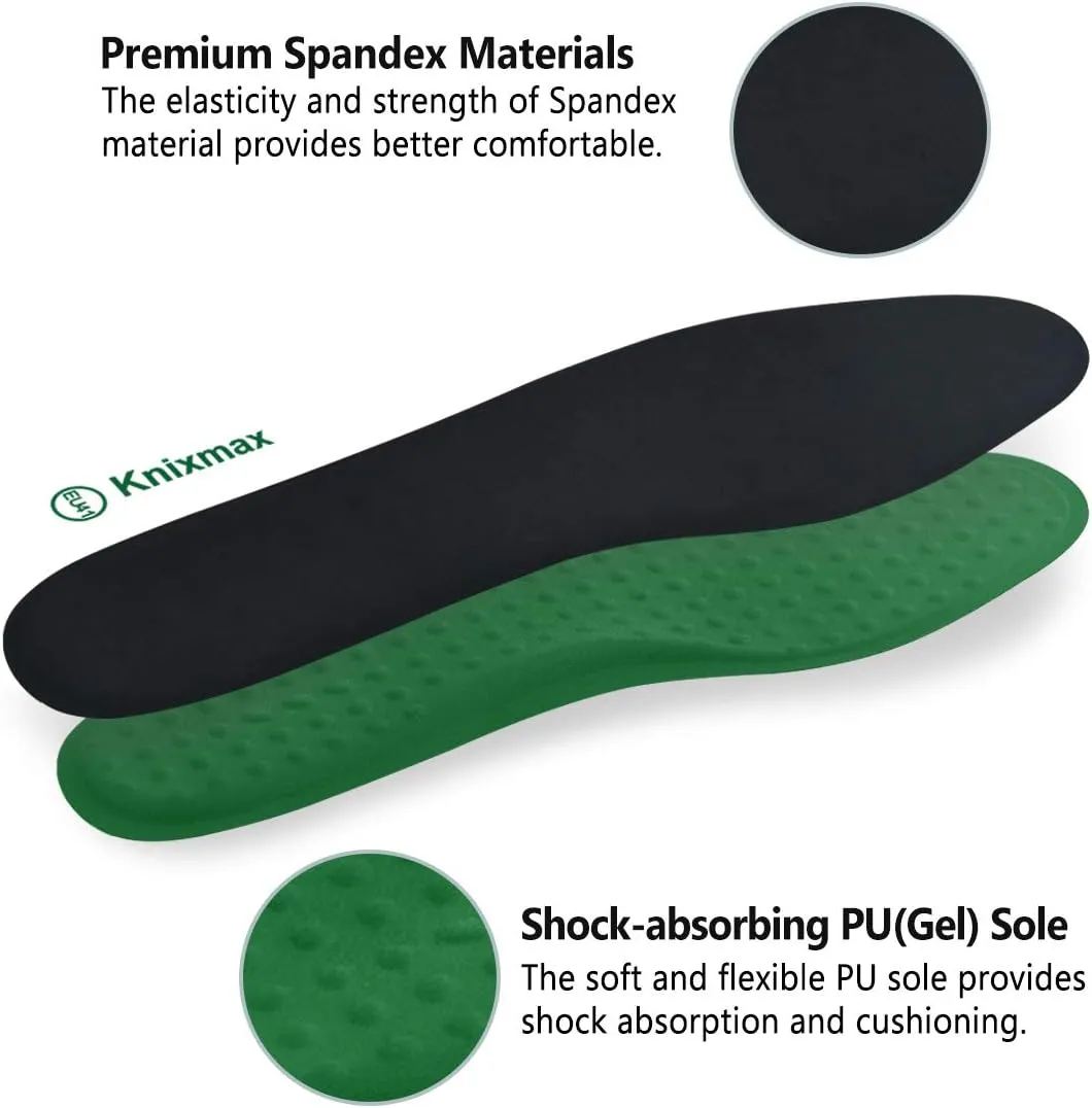 Knixmax Men's Shoe Insoles, Anti-Fatigue Work Boot Inserts, Heavy Duty Replacement Innersoles for Running Hiking Walking Shoes, Cushioned Pain Relieve Shoe Pads US 8.5/EU 41.5