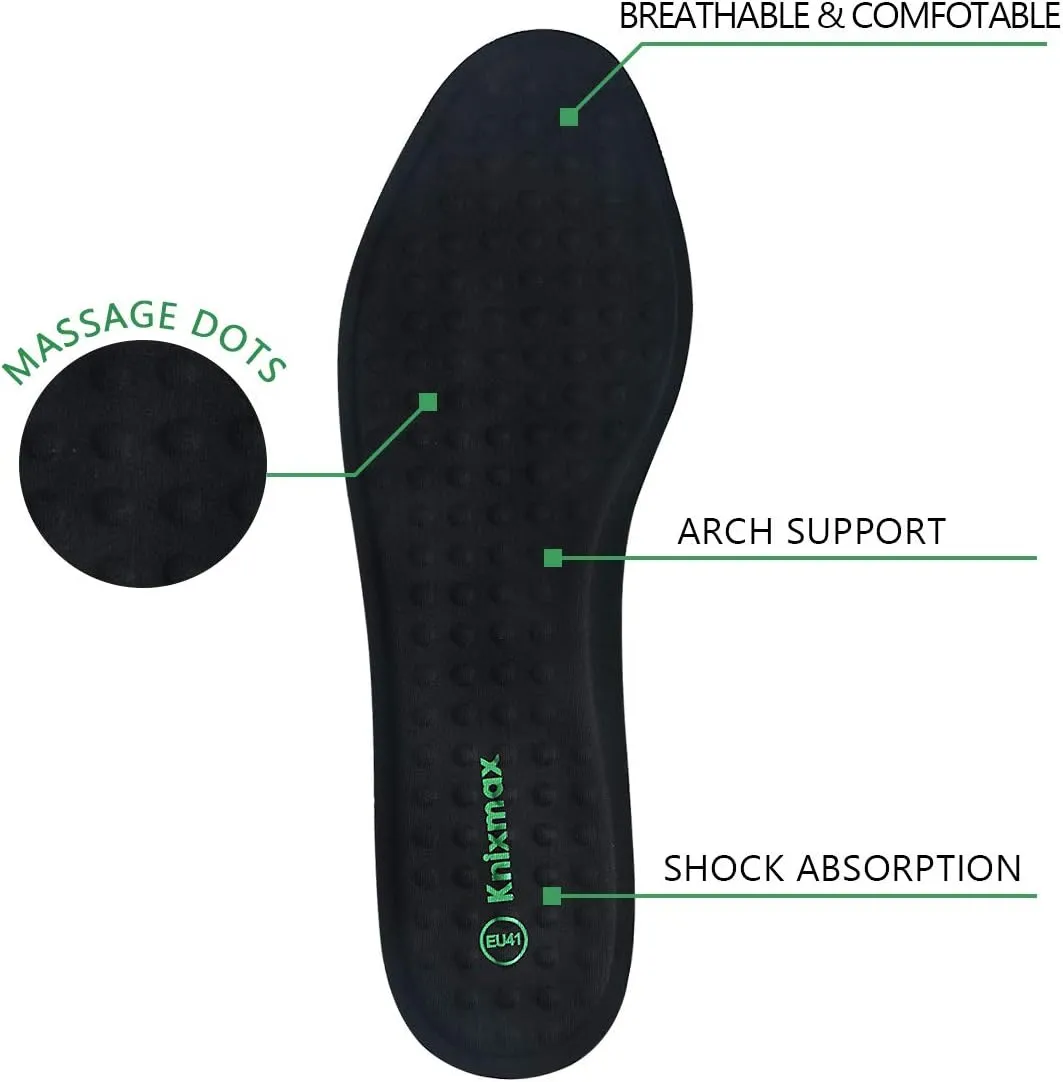 Knixmax Men's Shoe Insoles, Anti-Fatigue Work Boot Inserts, Heavy Duty Replacement Innersoles for Running Hiking Walking Shoes, Cushioned Pain Relieve Shoe Pads US 8.5/EU 41.5