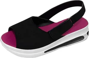 Ladmiple Walking Shoes Women Arch Support Slip On Womens Walking Shoes Daily Pull-on Lightweight Comfy Breathable Running Tennis Shoes Slip On Fashion Platform Sneakers