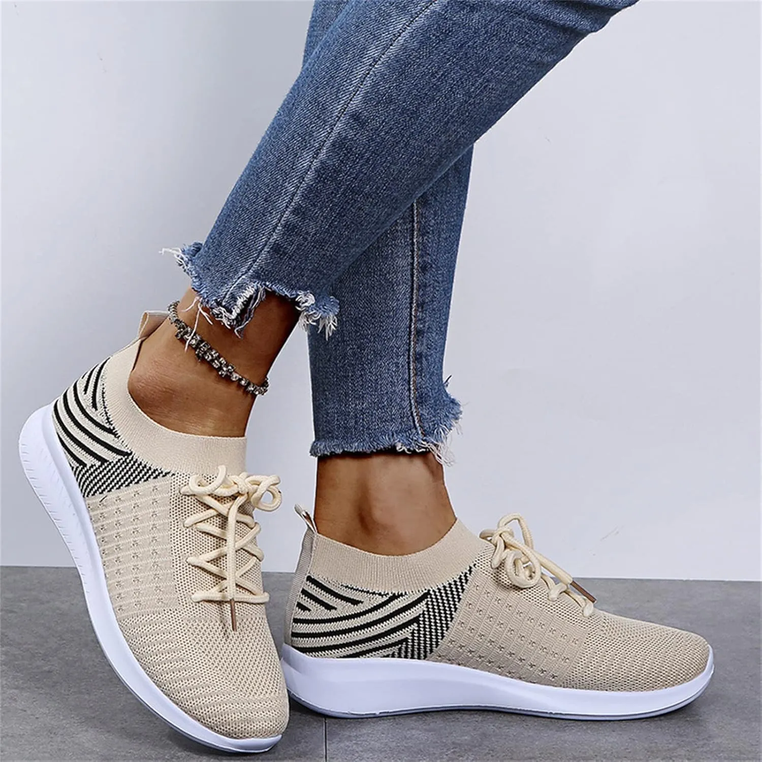Ladmiple Walking Sneakers For Women Wide Width Comfort Mesh Non Slip Casual Athletic Gym Tennis Running Slip On Sneakers