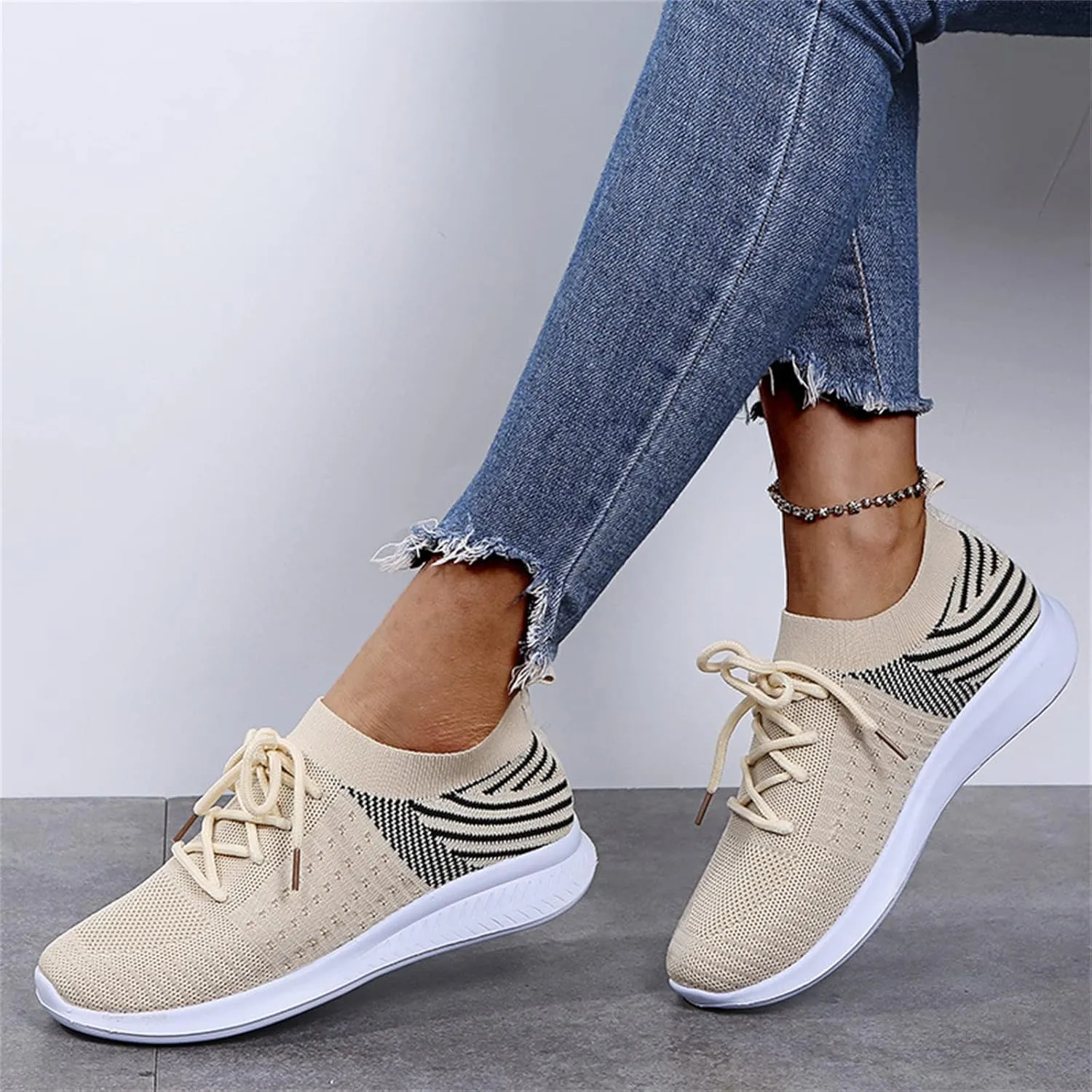 Ladmiple Walking Sneakers For Women Wide Width Comfort Mesh Non Slip Casual Athletic Gym Tennis Running Slip On Sneakers