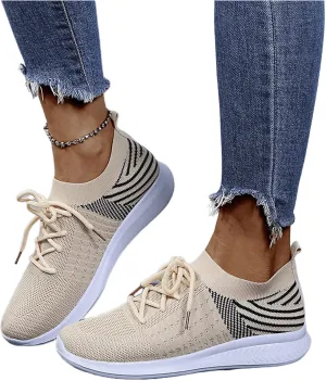 Ladmiple Walking Sneakers For Women Wide Width Comfort Mesh Non Slip Casual Athletic Gym Tennis Running Slip On Sneakers