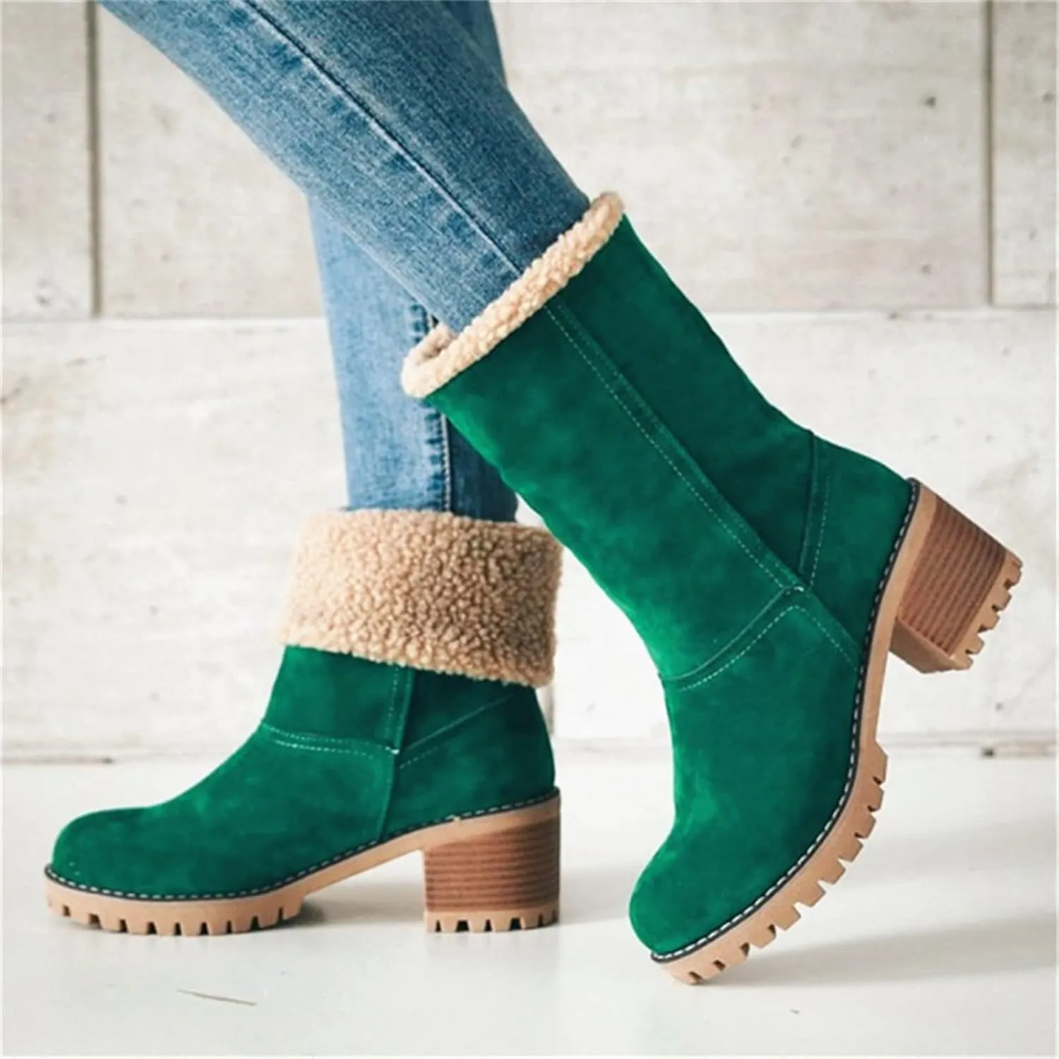Ladmiple Winter Boots For Women Fashion Snow Boots Mid Calf Anti-slip Outdoor Warm Fur Lined Slip On Short Booties 2024