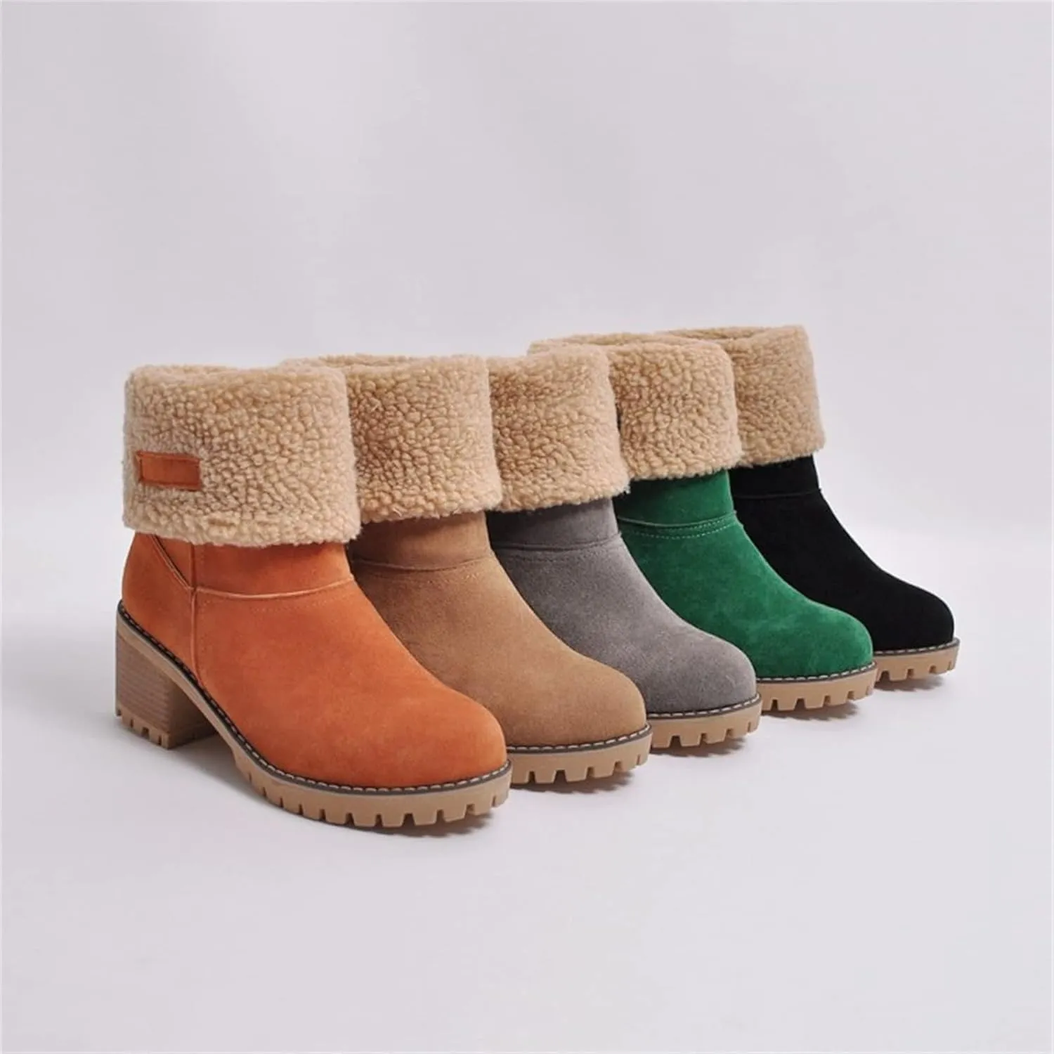 Ladmiple Winter Boots For Women Fashion Snow Boots Mid Calf Anti-slip Outdoor Warm Fur Lined Slip On Short Booties 2024