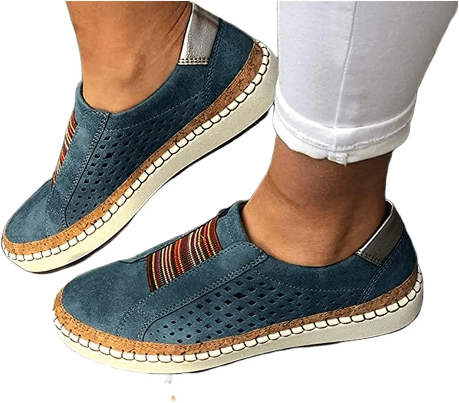 Ladmiple Womens Shoes Dressy Casual Loafers Canvas Shoes Low Cut Slip On Fashion Comfortable Walking Platform Sneakers