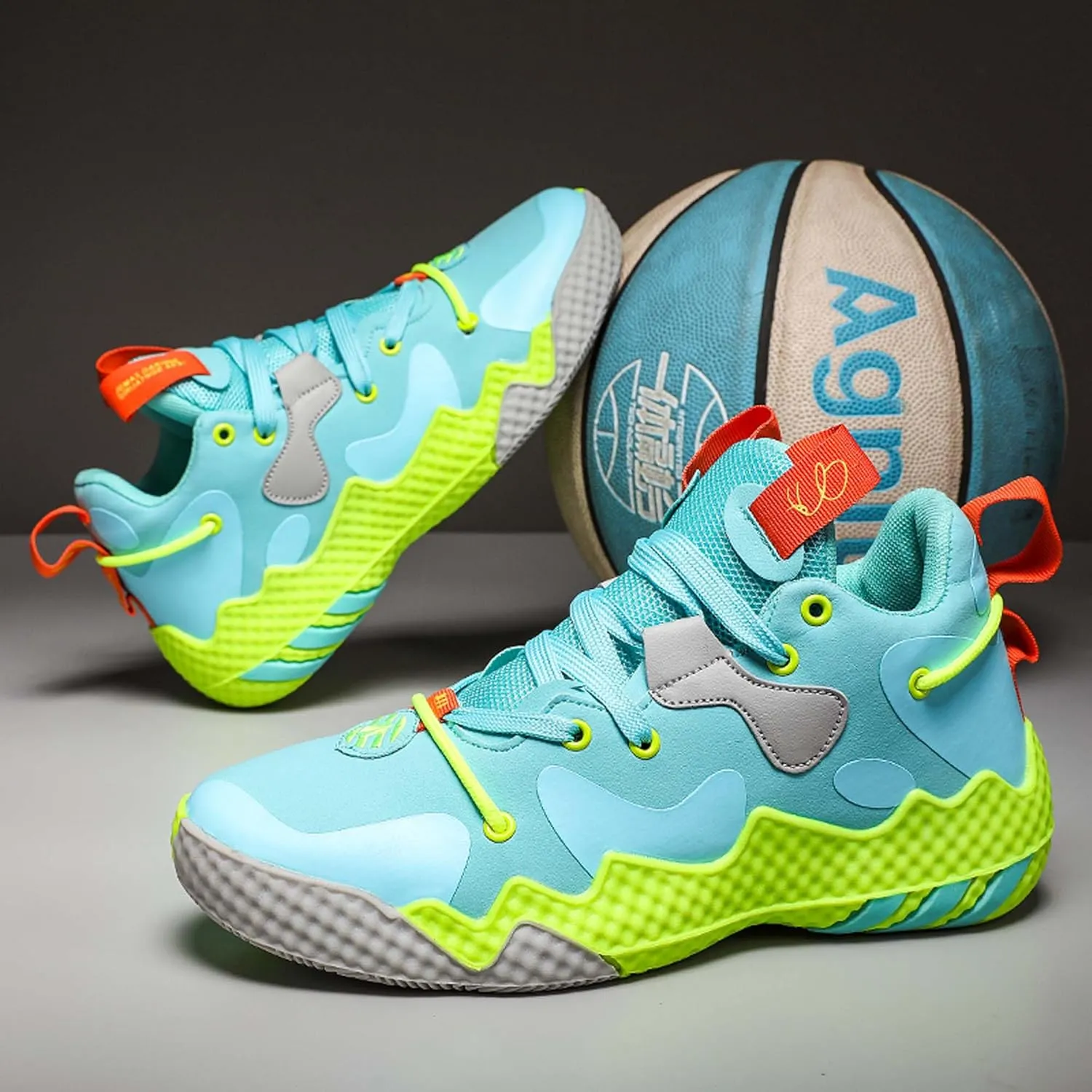 LAHTI Men's Basketball Shoes High Top Sports Shoes Fashionable and Versatile Casual Shoes Anti-Skid Shock-Absorbing Wear-Resistant Tennis Fitness and Running Shoes