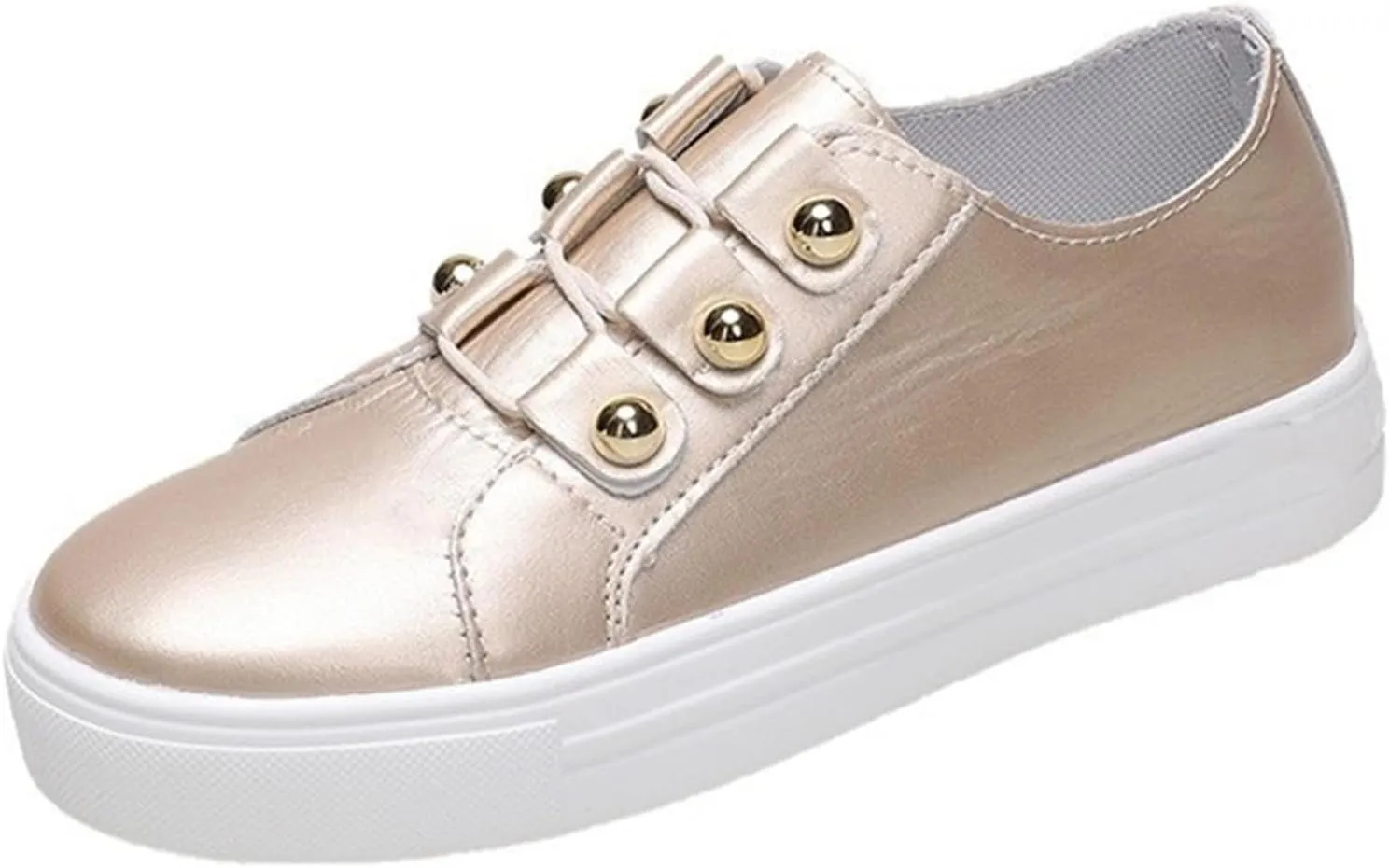 Lausiuoe Shoes For Women Dressy Casual Platform Leather Sneakers Low Cut Fashion Comfortable Walking Slip On Flat Loafers