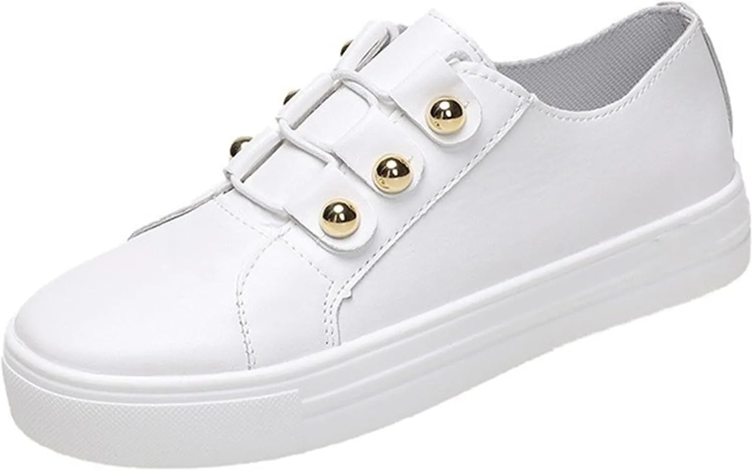 Lausiuoe Shoes For Women Dressy Casual Platform Leather Sneakers Low Cut Fashion Comfortable Walking Slip On Flat Loafers