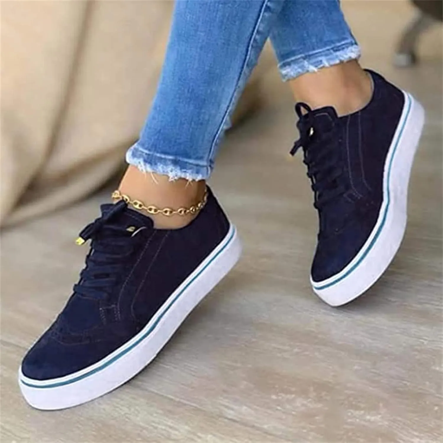 Lausiuoe Shoes For Women Sneakers Trendy Slip on Low Top Fashion Casual Classic Lightweight Comfort Walking Flat Loafers