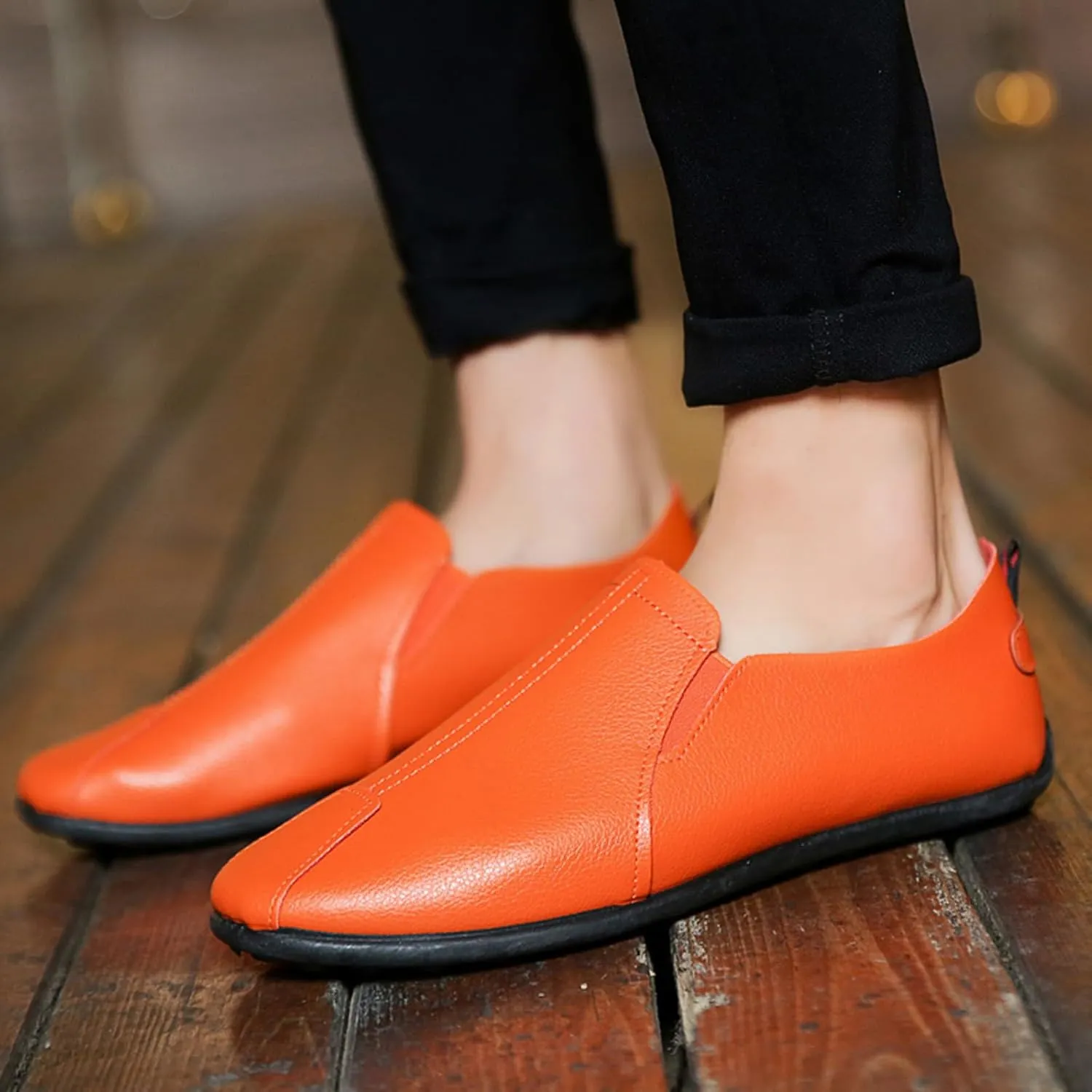 Leisure Men's Four Seasons Non Slip Flat Round Toe Breathable Slip On Lazy Leisure Shoes Athletic Shoes
