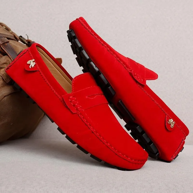 Loafers for Men Round Toe Suede Vamp Penny Driving Loafers Slip Resistant Flat Heel Comfortable Wedding Walking Slip-on