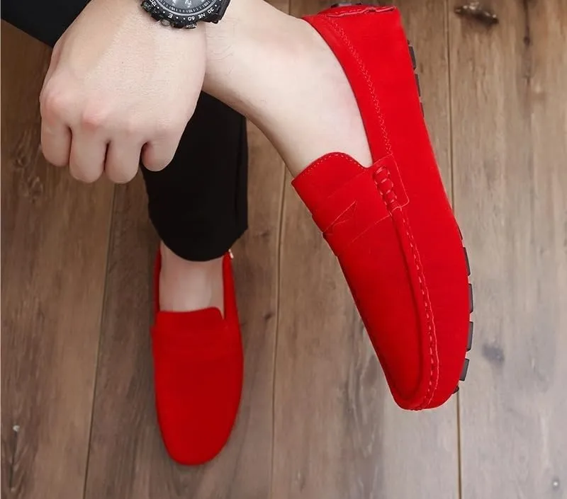 Loafers for Men Round Toe Suede Vamp Penny Driving Loafers Slip Resistant Flat Heel Comfortable Wedding Walking Slip-on