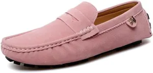 Loafers for Men Round Toe Suede Vamp Penny Driving Loafers Slip Resistant Flat Heel Comfortable Wedding Walking Slip-on