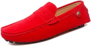 Loafers for Men Round Toe Suede Vamp Penny Driving Loafers Slip Resistant Flat Heel Comfortable Wedding Walking Slip-on