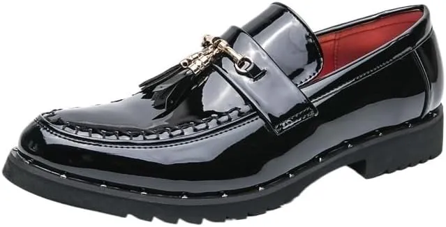 Loafers for Men Tassel Shoe Men's Cowhide Handmade Sewing Casual Wedding Party Slip on Pointed Dress Shoes Man