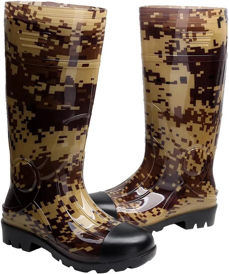 Man Knee High Rubber Rainboots Camo Waterproof Rubber Boots for Garden Man Rain Footwear Size