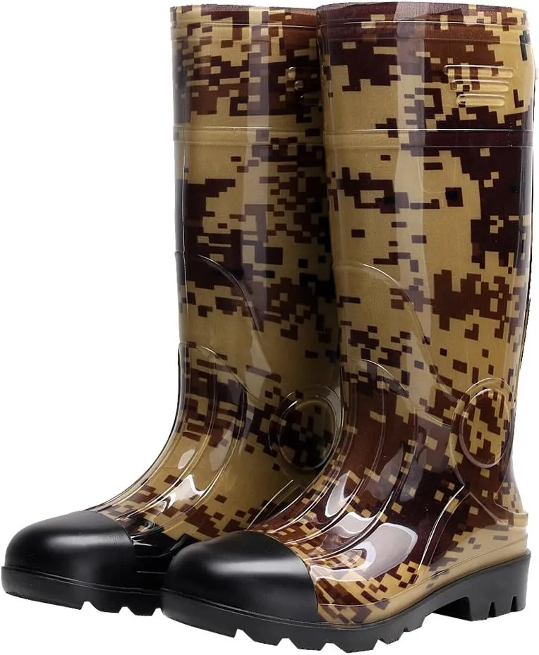 Man Knee High Rubber Rainboots Camo Waterproof Rubber Boots for Garden Man Rain Footwear Size