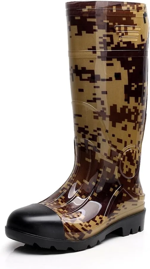 Man Knee High Rubber Rainboots Camo Waterproof Rubber Boots for Garden Man Rain Footwear Size