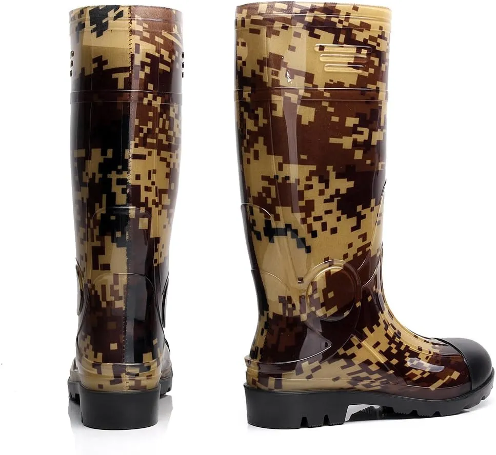 Man Knee High Rubber Rainboots Camo Waterproof Rubber Boots for Garden Man Rain Footwear Size