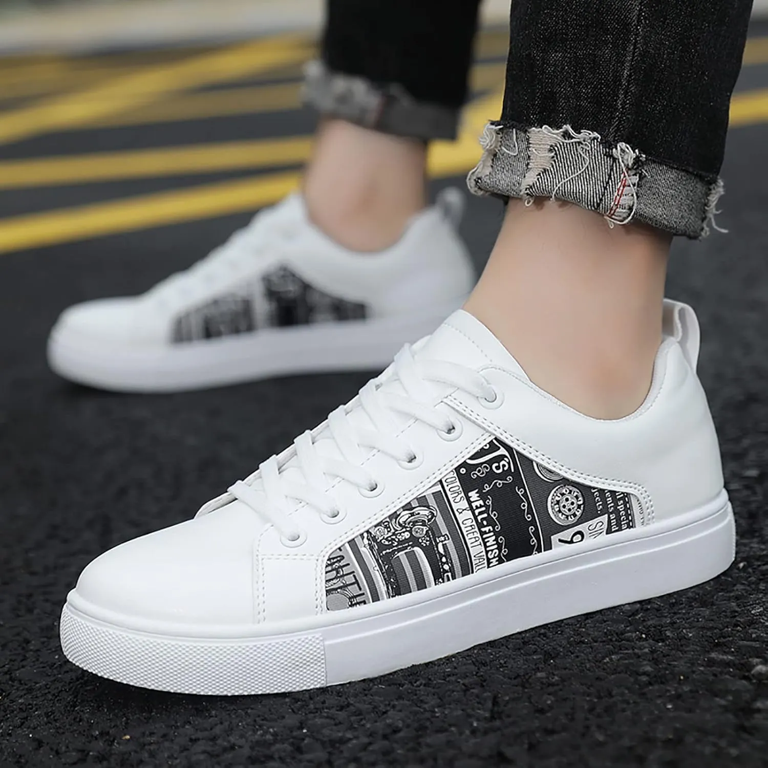 Men Retro All Casual Shoes Small White Shoes Trendy Skate Men Dress Show Sneaker