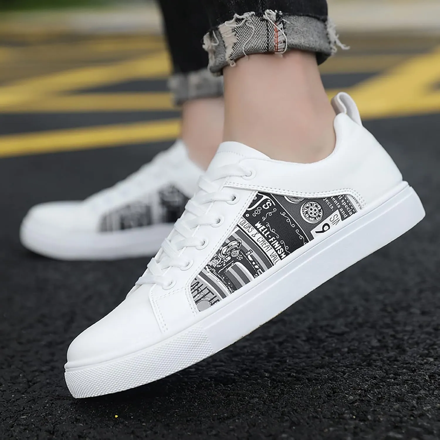 Men Retro All Casual Shoes Small White Shoes Trendy Skate Men Dress Show Sneaker