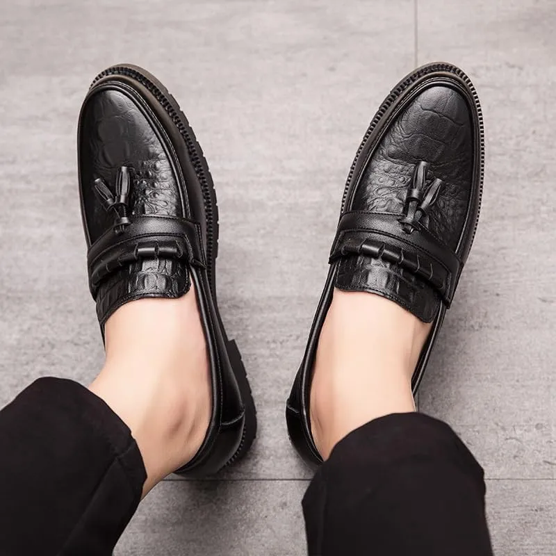 Men Tassel Loafers Slip On Genuine Leather Casual Walking Shoes Comfortable for Work Office