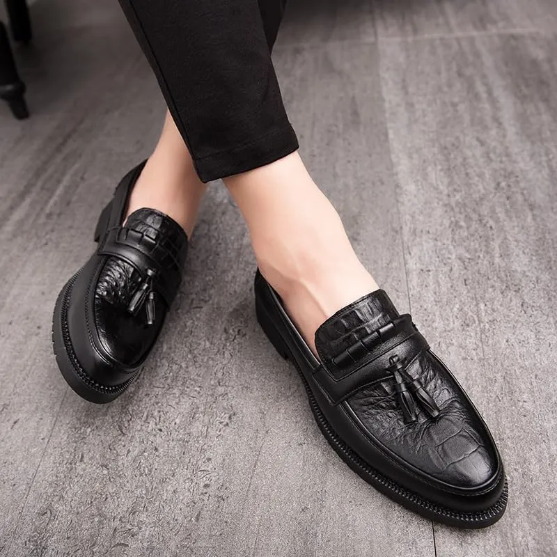 Men Tassel Loafers Slip On Genuine Leather Casual Walking Shoes Comfortable for Work Office