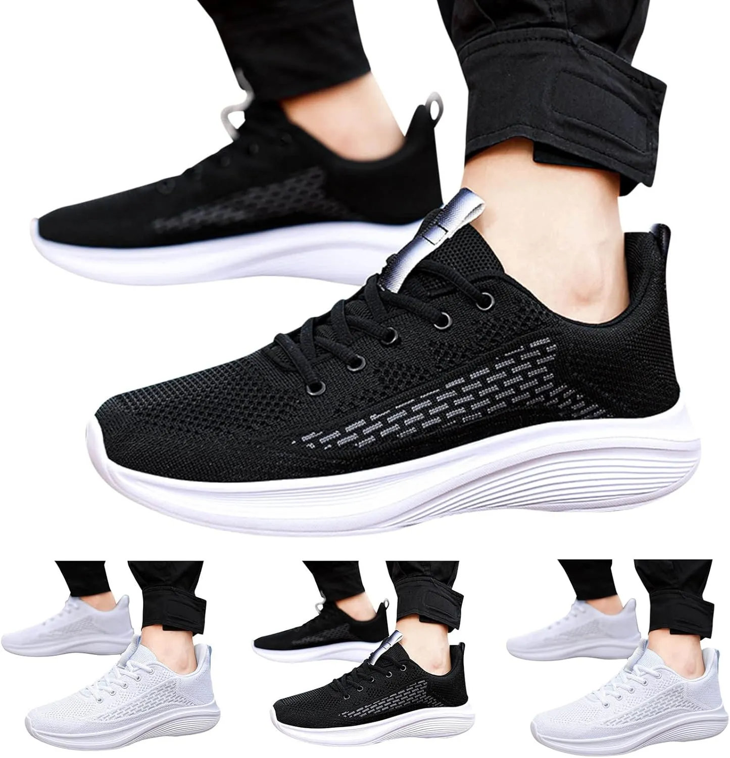 Men Tennis Sneakers Non Slip Athletic Walking Shoes Slip on Breathable Comfortable Lightweight Casual Sports Shoes