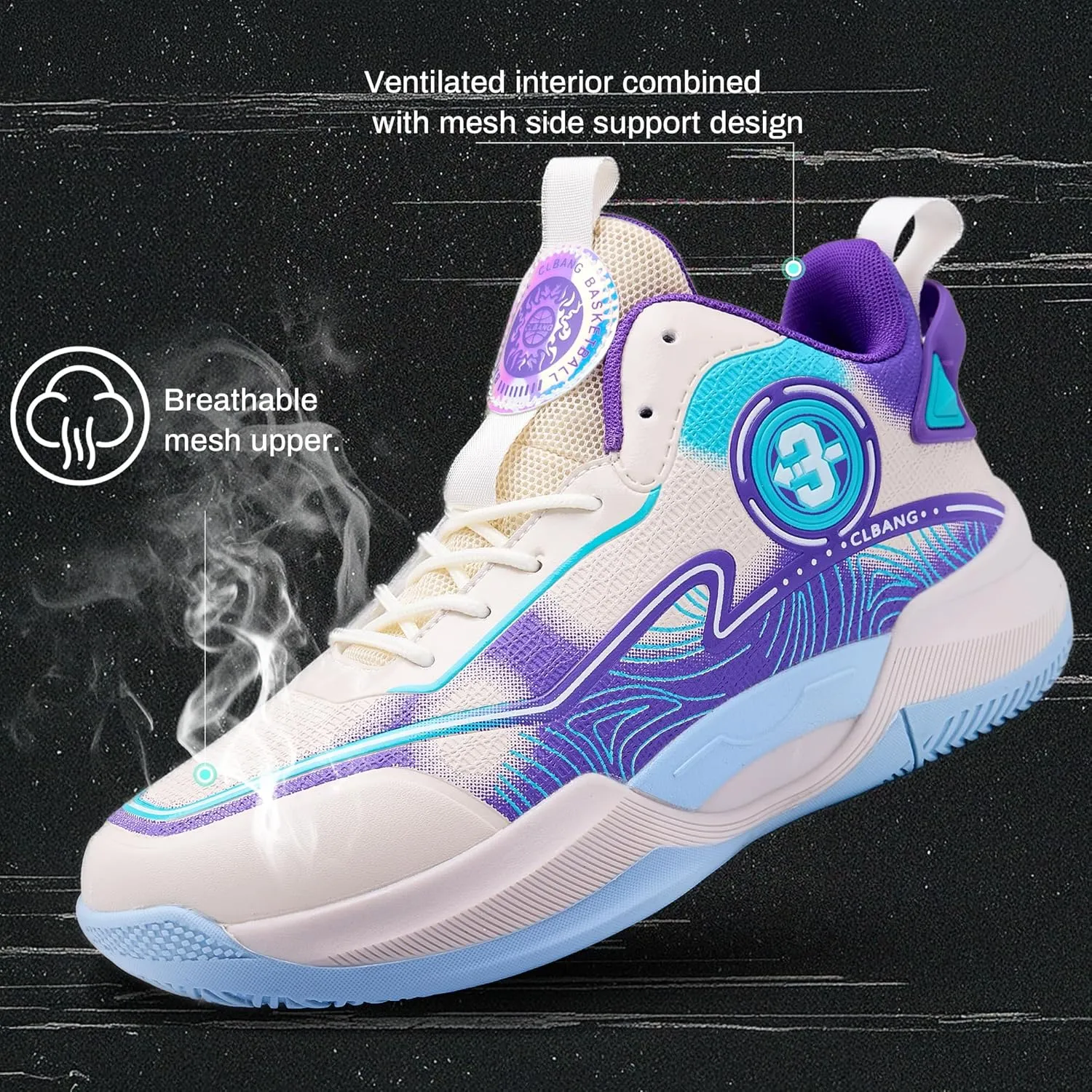 Men's Basketball Shoes Athletic Breathable Mesh Non Slip Durable Lightweight Shock-Absorbing Casual Running Shoes