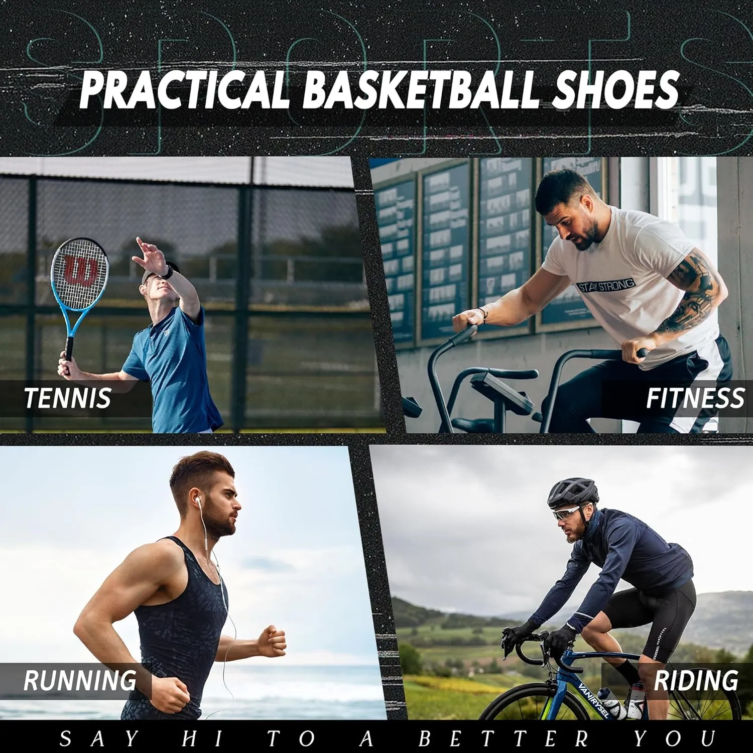 Men's Basketball Shoes Athletic Breathable Mesh Non Slip Durable Lightweight Shock-Absorbing Casual Running Shoes